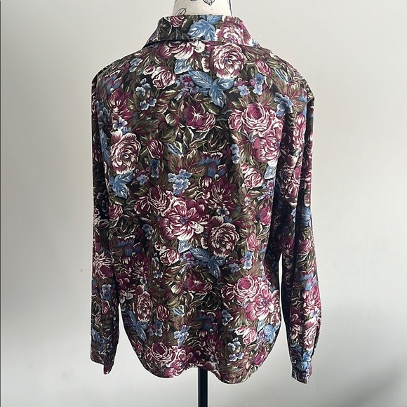 80s Koret Purple Blue And Green Button Down Blouse - Picture 5 of 8